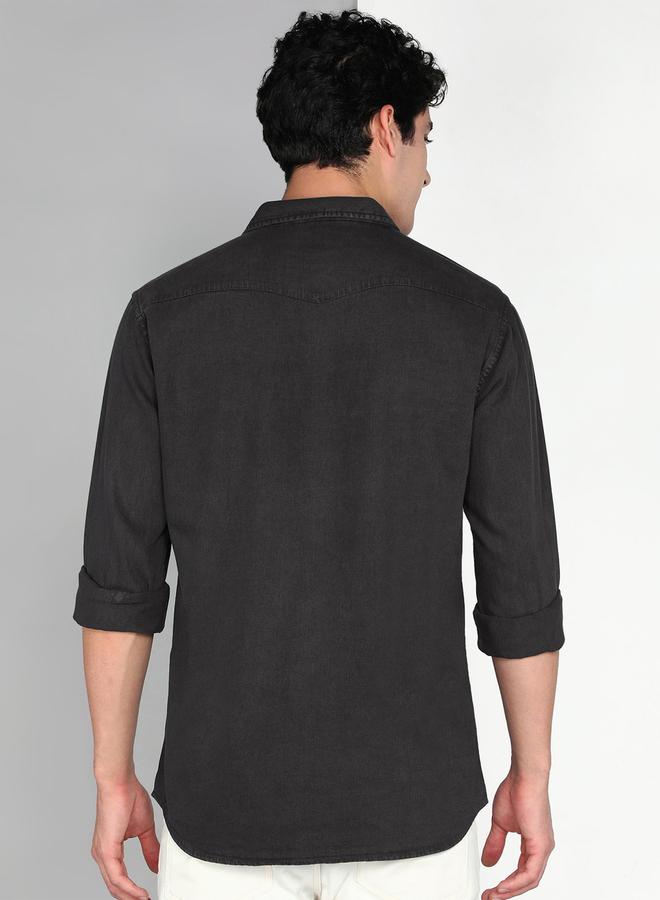 شارع كوونز قميص قطن تويل رمادي - Image 3